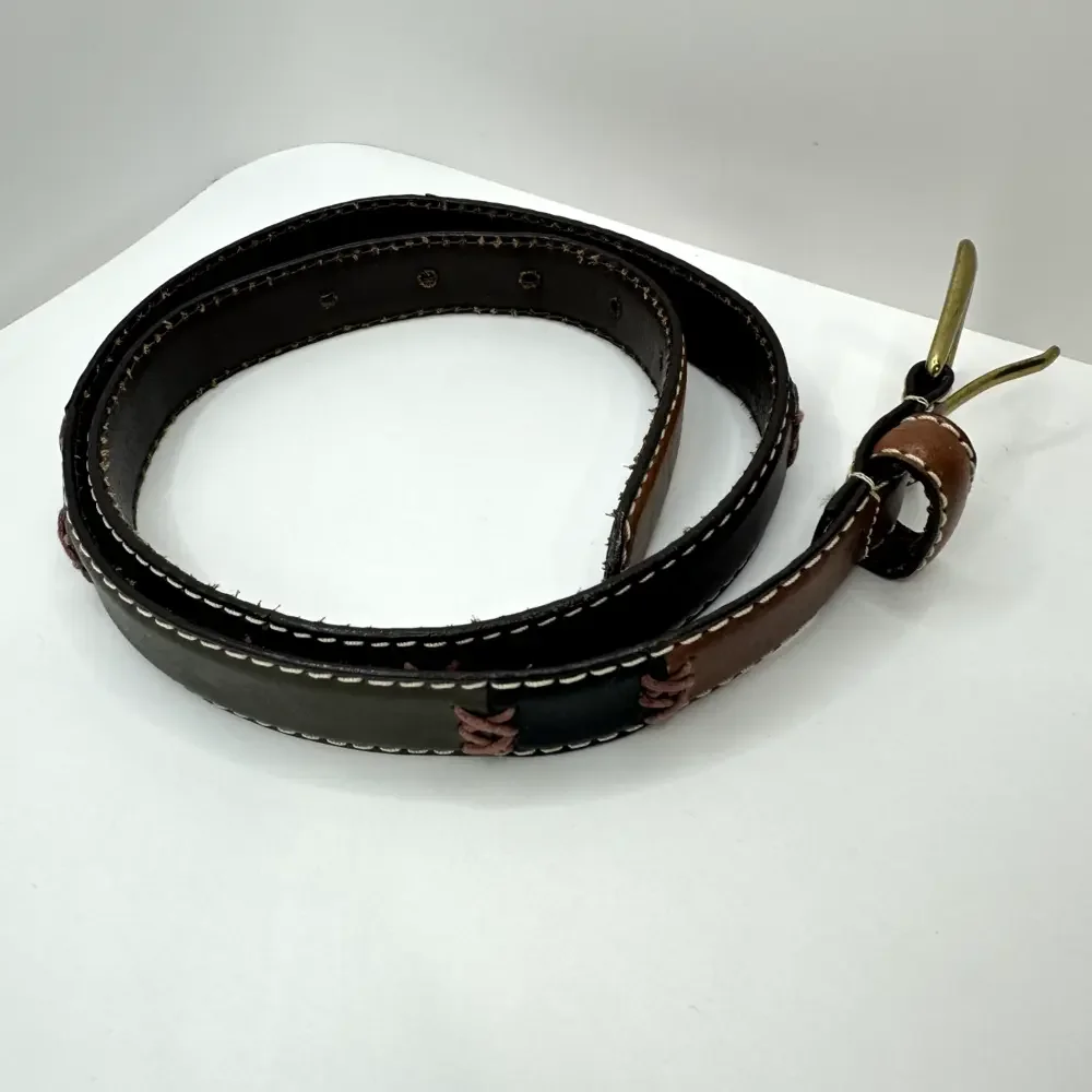 Vintage Relic Womens Belt Patchwork Multicolor Brass Buckle Genuine Leather Med - Picture 3 of 7